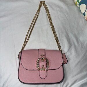 Coach Gemma Crossbody With Jeweled Buckle CE622 Gold/Powder Pink